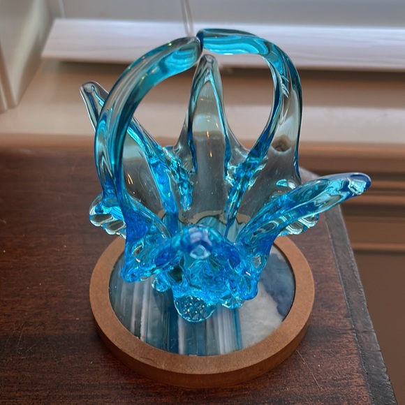 Vintage 1960s Art Glass Basket Aqua - Picture 3 of 8